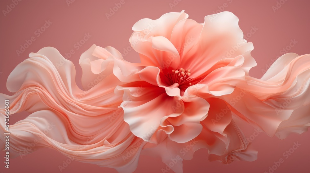 a pink flower on a peach background