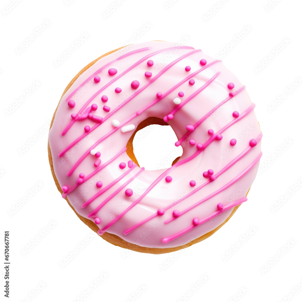 Pink Donut Isolated on a Transparent Background Pink Donut Isolated on a Transparent Background