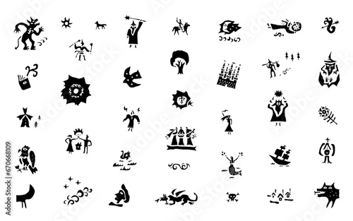 fairy tale vector icon set , characters signs and symbols history graphic background book cover   © TOPFORM