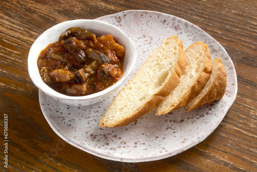 eggplant appetizer with white bread