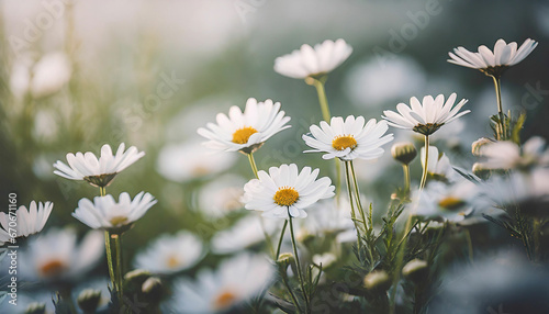 Pure White Daisies in a Blurred Field