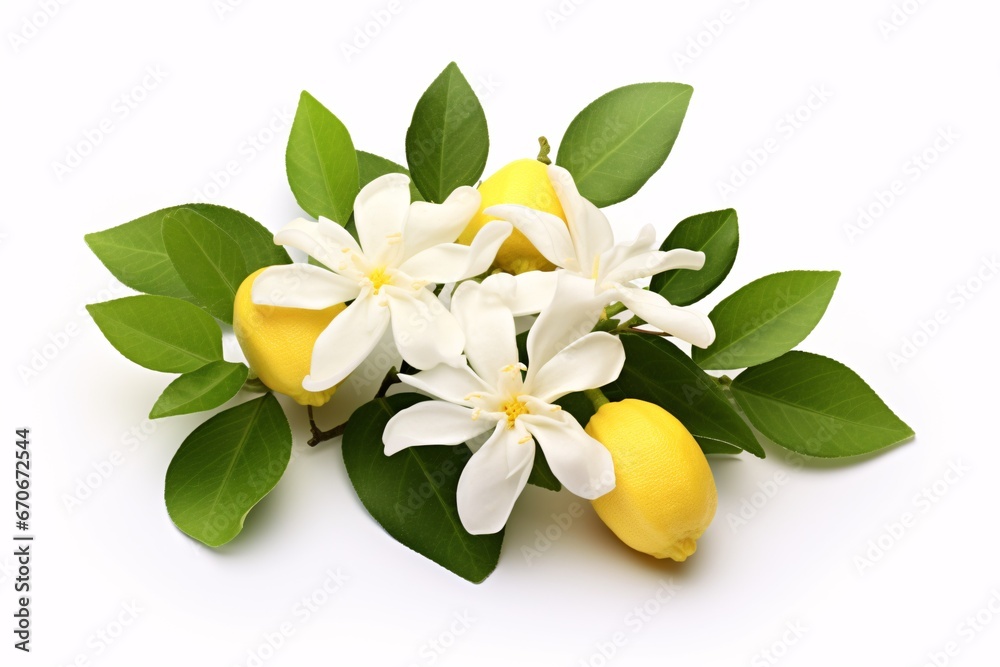 Obraz premium A citrus blossom stands out against a white backdrop.