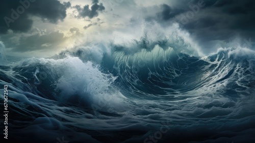 Experience the fury of a turbulent sea in a breathtaking image of stormy weather, where the ocean's might and the roaring waves take center stage