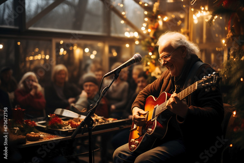 Christmas concert for elderly people in a nursing home,festive event