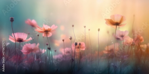Beautiful abstract colorful misty morning photo floral design background banner. beautiful Generative AI AIG32