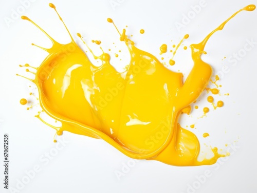 yellow paint splash on white background © Vitalii But