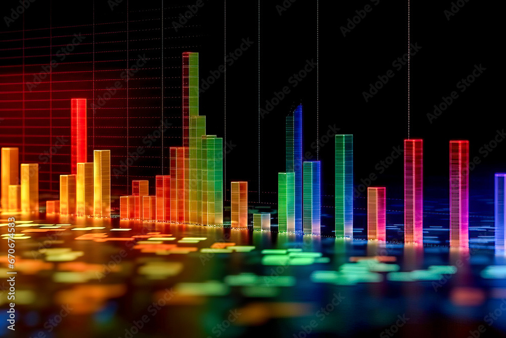 A Vibrant Bar Chart Illustrating Business Data on a Sleek Black Canvas A Vibrant Bar Chart Illustrating Business Data on a Sleek Black Canvas