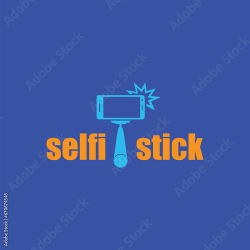 selfie stick logo design vector format