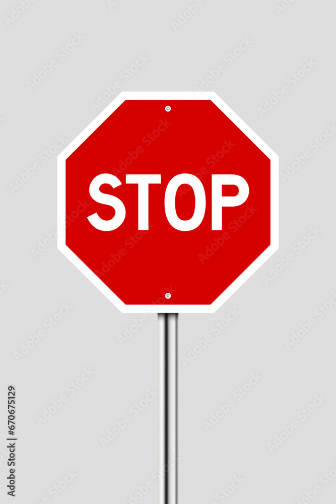 Road sign isolated. stop sign with metal pole. Vector illustration Road sign isolated. stop sign with metal pole. Vector illustration