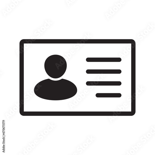 ID Card icon collection. Employee clerk card, driver license, Identification card, staff identification card symbol. Design for website and mobile app.