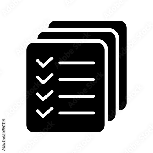 List icon, Site menu symbol, Checklist icon solid style, glyph flat icon. Vector design element.