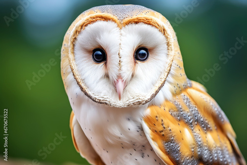 portrait of common barn owl. tyto albahead