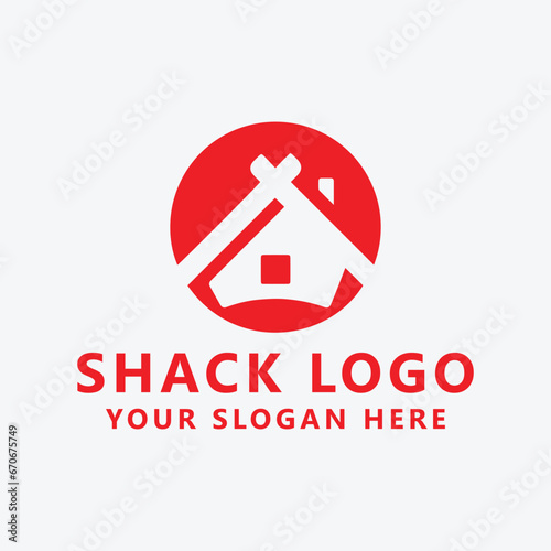 shack hut logo design vector