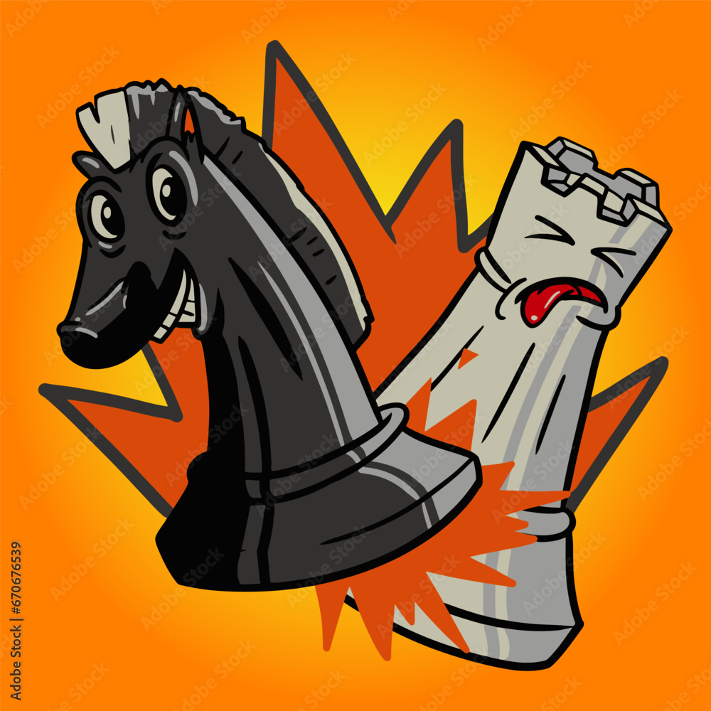 Fototapeta premium Cute chess character vector illustration graphic design