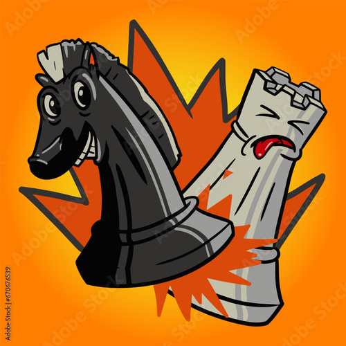 Cute chess character vector illustration graphic design