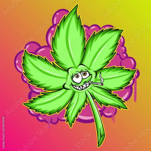 Picture of a cannabis leaf character. Vector