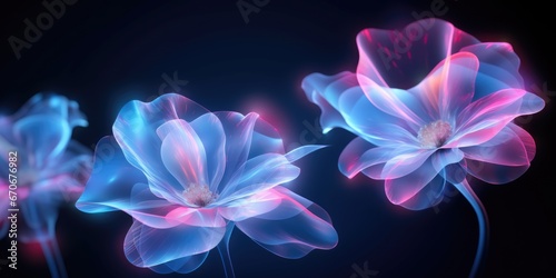 Beautiful abstract neon light transparent floral design background. beautiful Generative AI AIG32