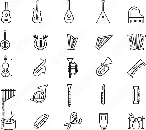 Set of vector icons for musicians, concerts