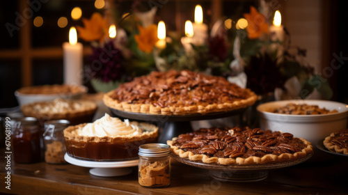 Freshly baked pies and desserts thoughtfully arranged for fall and Thanksgiving  invoking warm memories