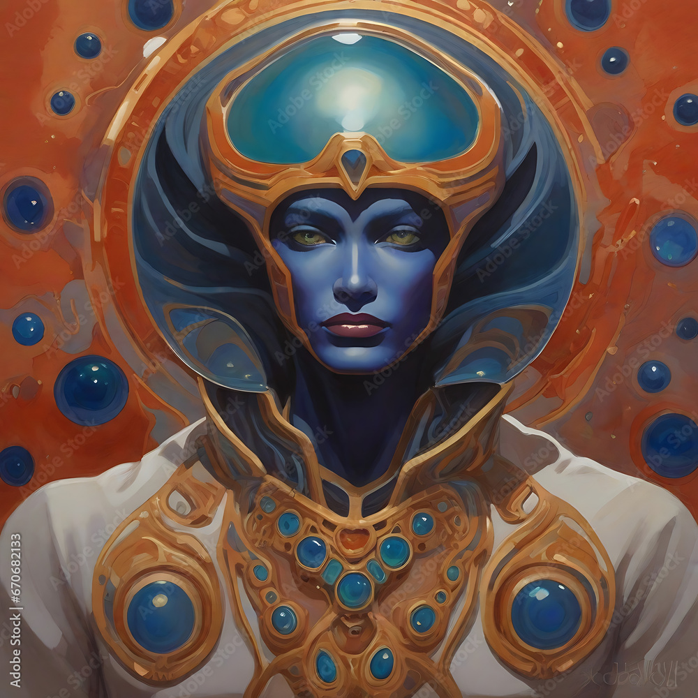 Portrait of Martian woman on the red planet. Generative Ai Portrait of Martian woman on the red planet. Generative Ai