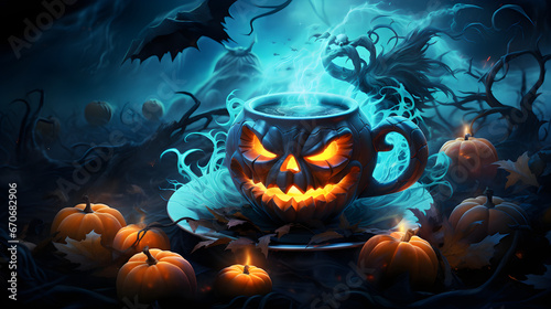 Halloween pumpkin teacup 