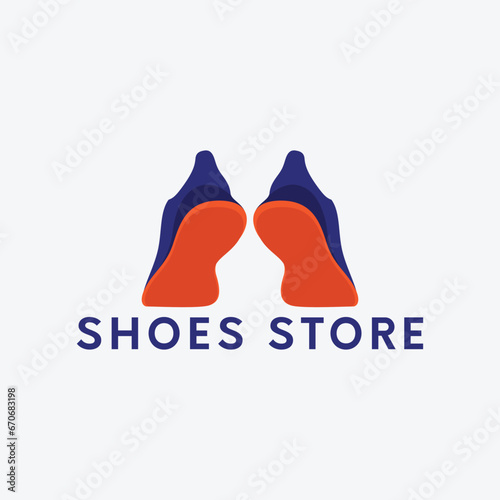 men women fashion shoes sneaker heels store logo design vector