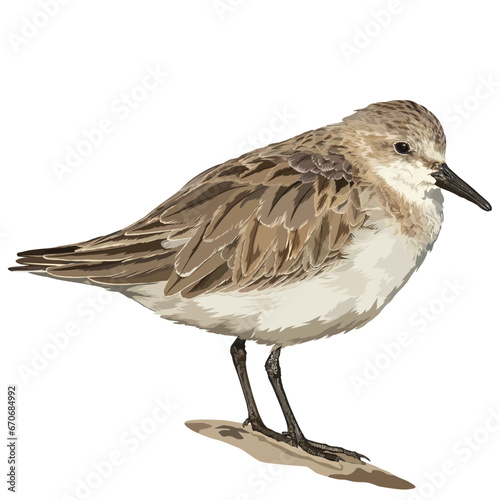 Vector illustration of Red-necked Stint on the ground