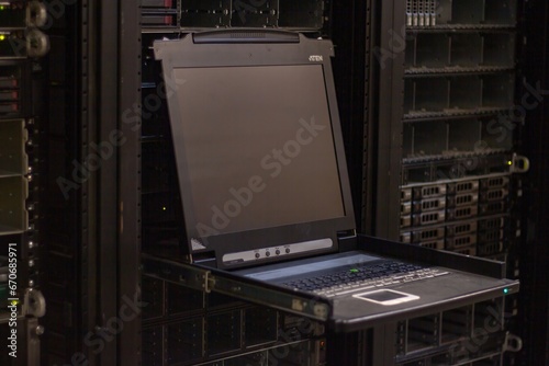 Data Center Server station with an open KVM photo