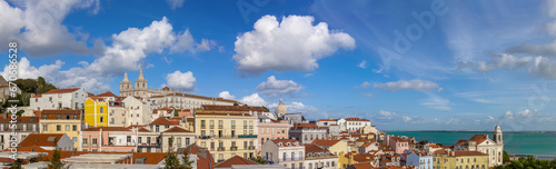 Alfama seascape panorama Lisbon lookout with views over Lisbon historic center and cruise terminal. photo