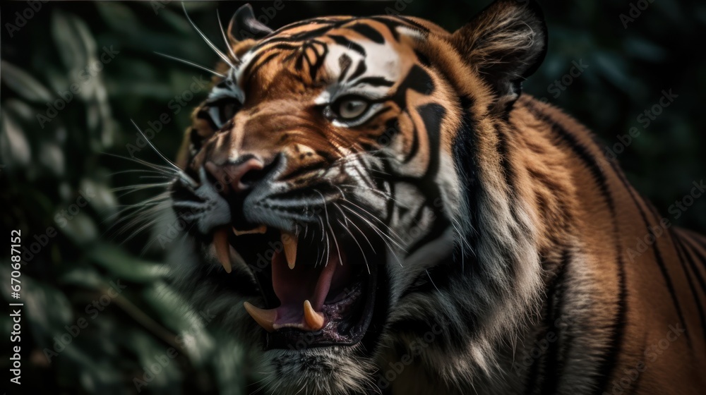 Close up of Sumatran Tiger (Panthera tigris altaica)