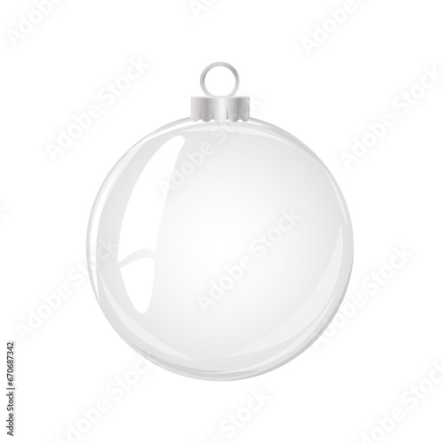 Glass Christmas ball. Element of holiday decoration. Vector object for christmas design, mockup