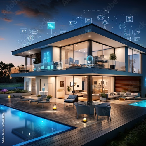 A smart home connected through the internet © Adriana