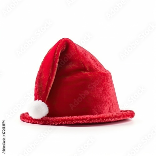 Red Christmas hat realistic photo in white background