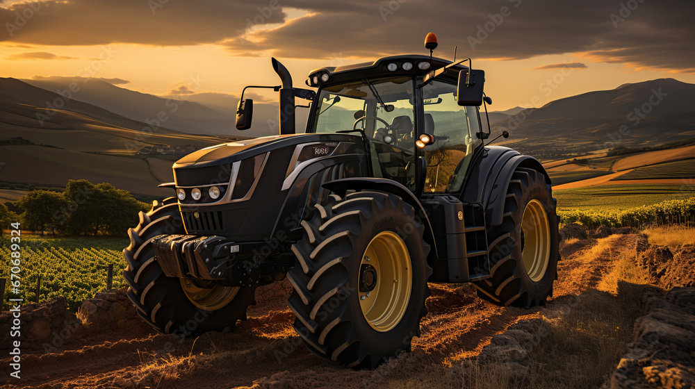 tractor farming at sunset tractor farming at sunset