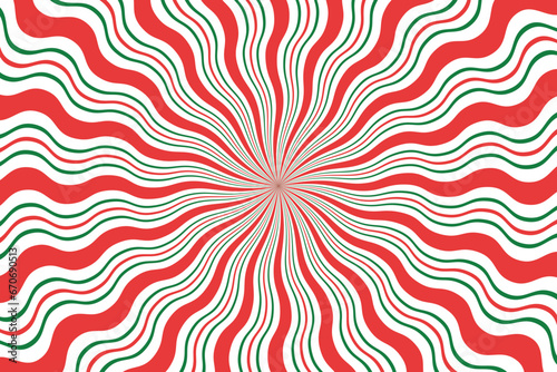 Christmas background. Vector abstract swirl, vortex backdrop. Candy cane, lollipop pattern.