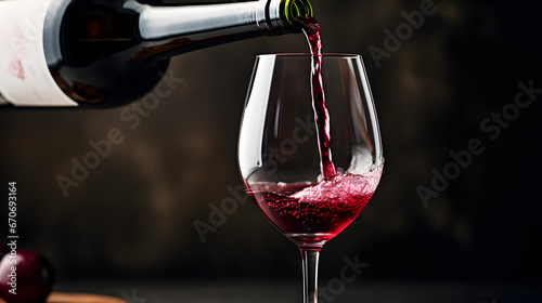 Pouring Red Wine into a Glass Close-up.