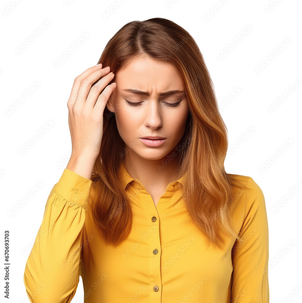 Woman with headache isolated from the background, Png Woman with headache isolated from the background, Png