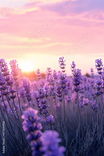 Tranquil Lavender Field at Sunset