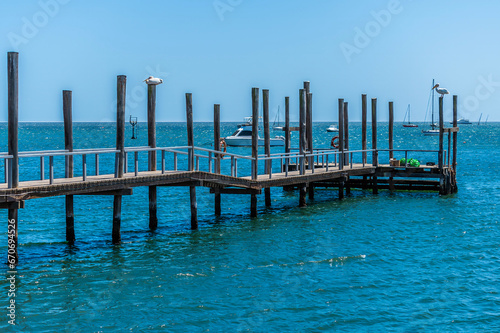 A view down a jetty on the waterfront of Walvis Bay, Namibia in the dry season © Nicola