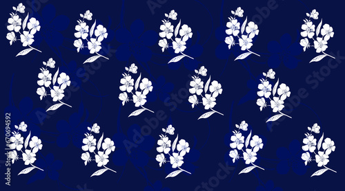 Blue floral seamless pattern. Contemporary rose background. Simple flowers repeated texture. Modern style banner backdrop. Abstract spring pattern background for website, Beautiful canvas for magazine