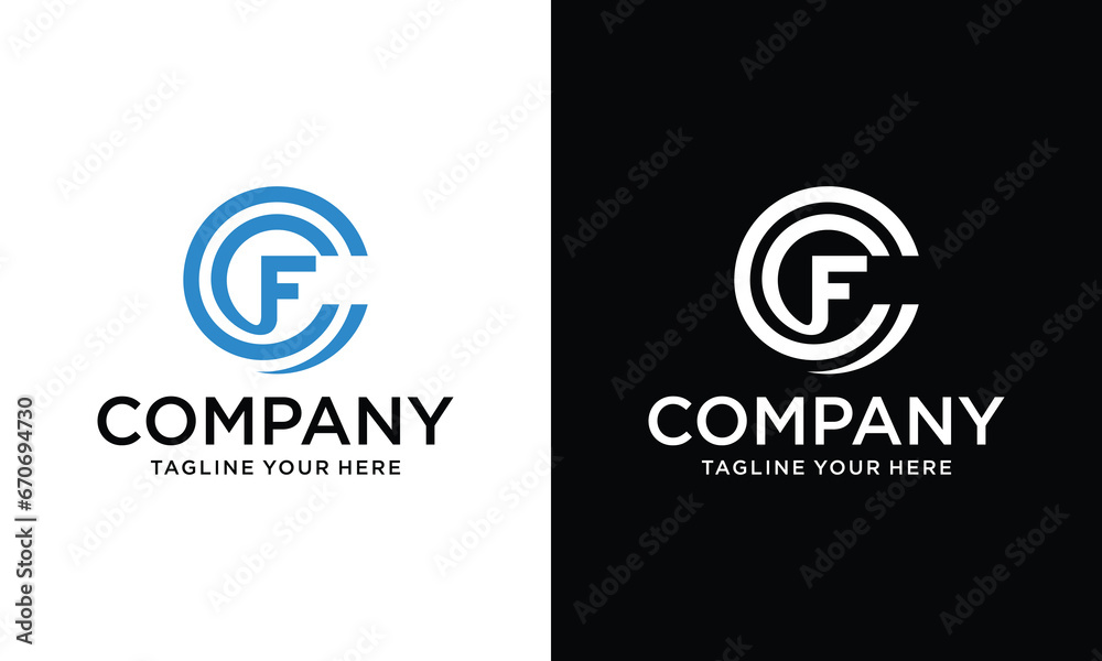 monogram initials letter logo concept. CF icon design. F C elegant and Professional white color letter icon