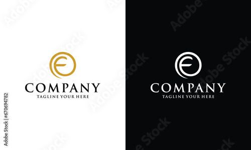 initial e logo inside rounded letter negative space logo