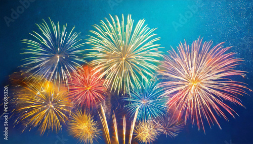 Illustration eines Feuerwerk vor einem blauen Hintergrund  photo
