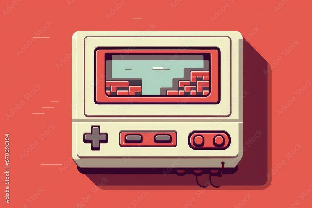 Old video game console, retro 80s style. Generative AI Old video game console, retro 80s style. Generative AI