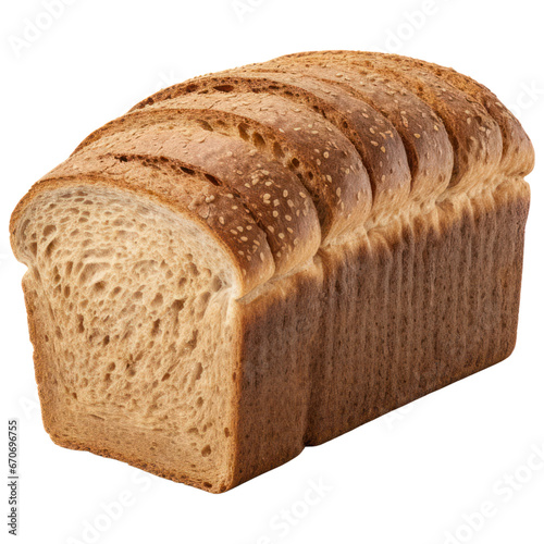 A whole wheat bread loaf isolated on transparent background. Generative AI