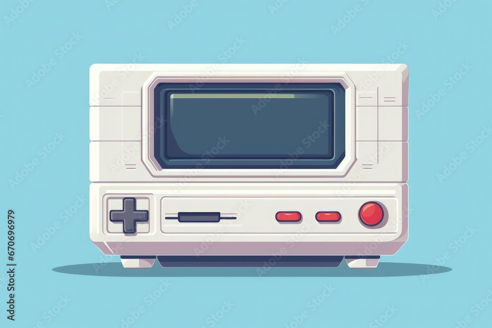Old video game console, retro 80s style. Generative AI Old video game console, retro 80s style. Generative AI