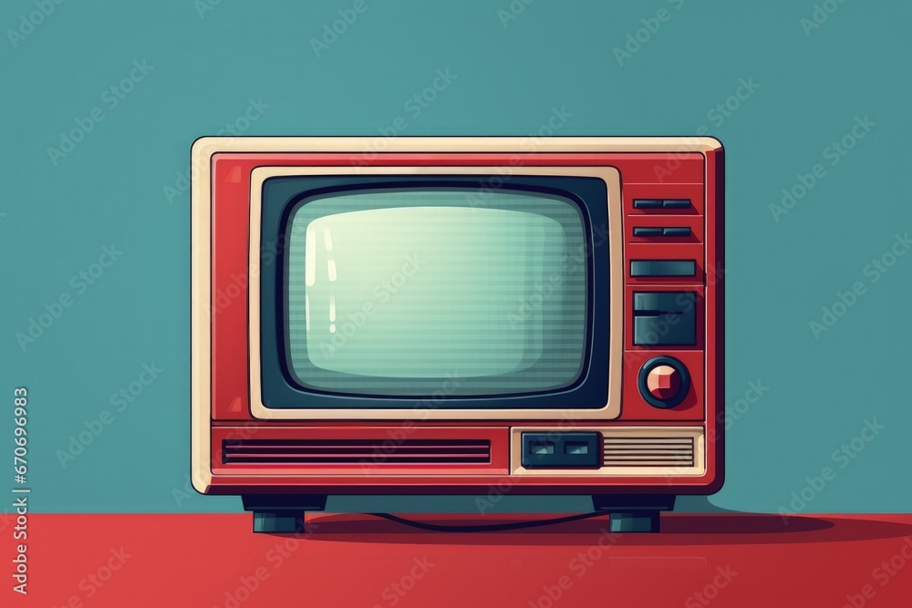 Digital illustration of old tv, 80s and 90s retro, nostalgia concept. Generative AI