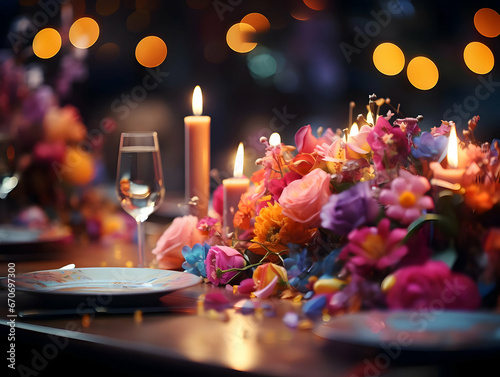 Colorful bright romantic table. High quality