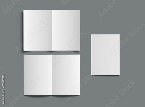 Fototapeta Naklejka Na Ścianę i Meble -  Blank A4 Half Sheet Fold brochure 3d render to present your design.