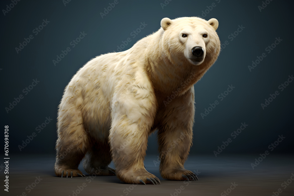 Fototapeta premium photo of a polar bear standing isolated with a black background